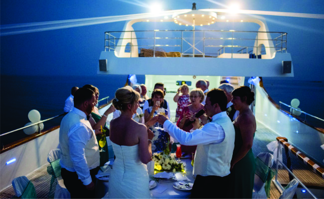 Cozumel catamaran charter; wedding on yacht in Cozumel